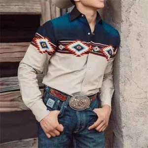 2025 Herren Langarm Western Totem Hemd Outdoor Freizeit Party HD Muster - Bild 1 von 30