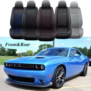 Car Seat Covers 2/5-Seater Front Rear PU Leather For Dodge Challenger SXT ST R/T - Picture 1 of 23