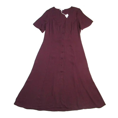 NWT Reformation Locklin in Prune Button Front Midi Shirt Dress 12 $198 - Image 1 of 4
