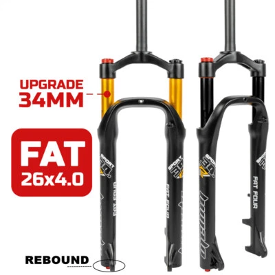 26x4.0 Neumático Montaña Bicicleta Grasa Horquilla MTB Suspensión Neumática Horquilla Rebote Ajuste Foto 1 de 4