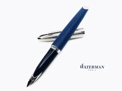 Pluma Estilográfica Waterman Carene Edición Especial Cuero Azul 18K Foto 1 de 4