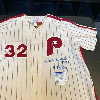 Steve Carlton Signed Inscribed Philadelphia Phillies STAT Jersey PSA DNA COA - Image 1 of 4