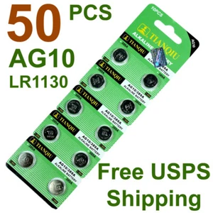 Clearance 50 PCS LR1130 AG10 389A 1.5V 0%Hg Alkaline Button Watch Battery - Picture 1 of 3