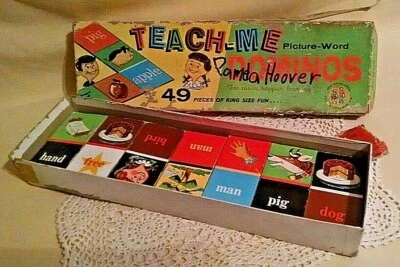 DOMINOES VINTAGE 1961 GELLES WIDMER TEACH ME PICTURE WORD 4102 COMPLETE 49 PC* - Image 1 of 4