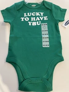 NWT Old Navy Short Sleeve 1 Piece Sz 12-18M Lucky To Have You St Patricks Day - Picture 1 of 5