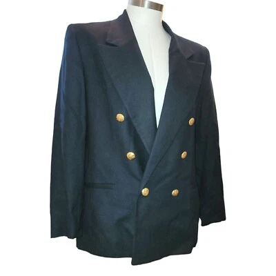 Vintage Navy Blue Wool Blazer Gold Buttons FOR UPCYCLING Womens Size 8  DH854 - Image 1 of 4