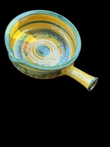 Terre E Provence Large Server W Handle Pot Dish Pottery Hand Painted 4x11x14 - Picture 1 of 2