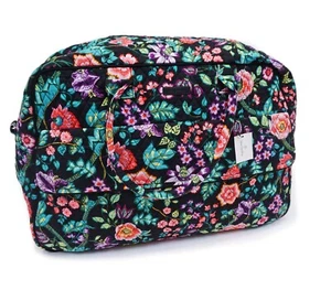 NEW ❤️ vera bradley Vines Floral Grand Weekender Duffel Black Green Pink - Picture 1 of 5