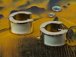 Ohrring Ohrstecker Creole Edelstahl Silber Keramik-Inlay Modeschmuck - Bild 1 von 3