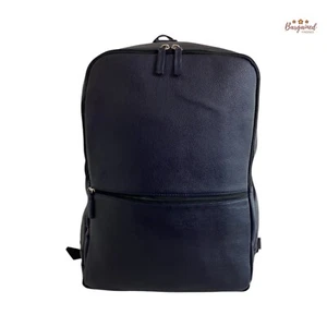 Nueva mochila grande de cuero granulado azul medianoche genuino sin marca - Imagen 1 de 11