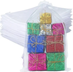 Anwyll White Organza Bags,8x12 Inch Sheer Bags Drawstring,50 Pcs white - Picture 1 of 7