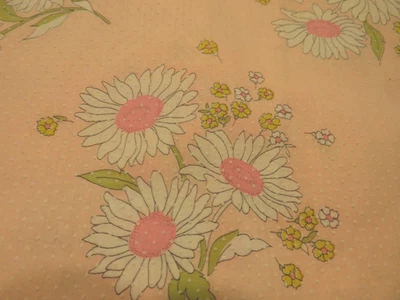 Vtg Fabric Dotted Swiss Pink with White Daisies 4 Yards x 44" Material Dainty - Image 1 of 4
