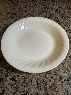 Vintage Fire King Azurite Swirl White Creamy ~7.5" Soup Bowl Serving Dish - Image 1 of 4