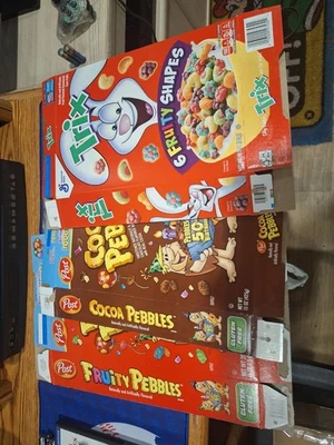Pebbles 50th Birthday Opened Cereal Boxes- Cocoa And Fruity, Plus Trix - Image 1 of 4