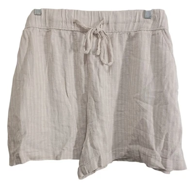 Pantalones Cortos Time & Tru Para Mujer Crema XXXL (22) Tostado Rayas Mezcla de Lino Relajado Informal Foto 1 de 4