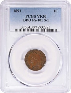 1891 Indian Cent DDO FS-101 VF30 PCGS - Picture 1 of 2