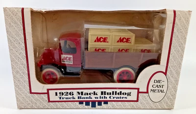 ERTL 1926 Mack Bulldog Truck Bank ACE Livery with Crates Die-Cast Metal Boxed - Image 1 of 4