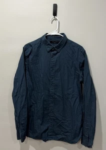 AllSaints Redondo LS Shirt Men’s Size Medium Blue Cotton Button Up Casual - Picture 1 of 4