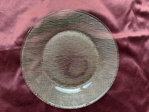 Vintage Clear Etched Embossed Glass Dessert / Salad Plate 7.5” Diameter Dining - Picture 1 of 5