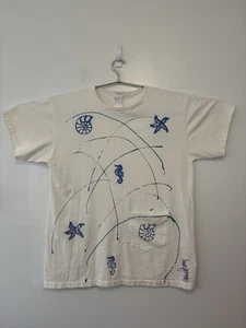 Vintage Lauriejo handbemalt Tasche T-Shirt Damen Einheitsgröße Ozean Seepferdchen Muschel - Bild 1 von 10