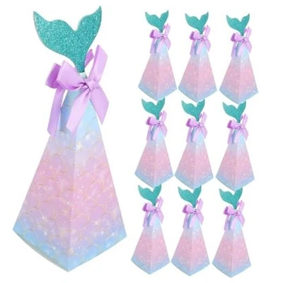 20 Piezas Cajas de Fiesta de Sirena Favores Boda Cajas de Caramelos Papel Sirena Colorido Foto 1 de 4