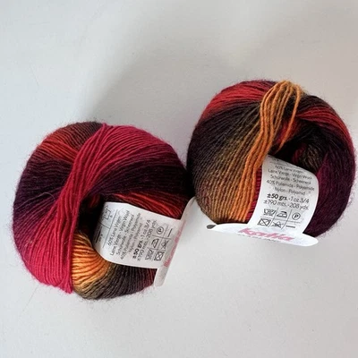 Katia DARLING RAINBOW sock yarn 60% superwash wool 40% nylon Ombré Red - Image 1 of 4
