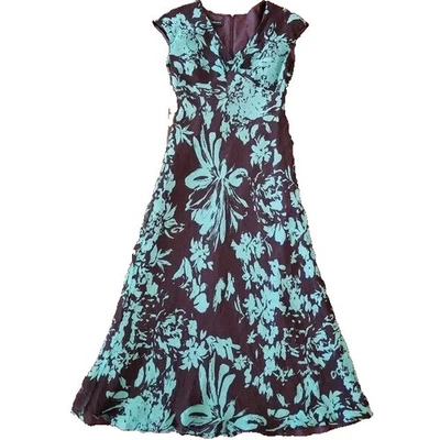 VTG JONES NEW YORK Dress 100% Silk Floral Empire Babydoll Midi Bias Cut Size 16 - Image 1 of 4