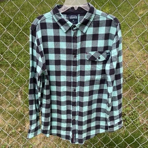 Seattle Kraken Flannel Shirt Men's Medium Blue Plaid NHL Hockey Fear the Deep - Picture 1 of 6