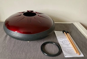 Idiopan Domina 12'' Tunable Steel Tongue Drum & Pickup, Ruby Red, barely used. - Picture 1 of 5