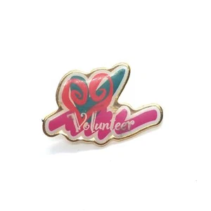 Volunteer Pin Heart Award Lapel Enamel Collectible Vintage - Picture 1 of 3