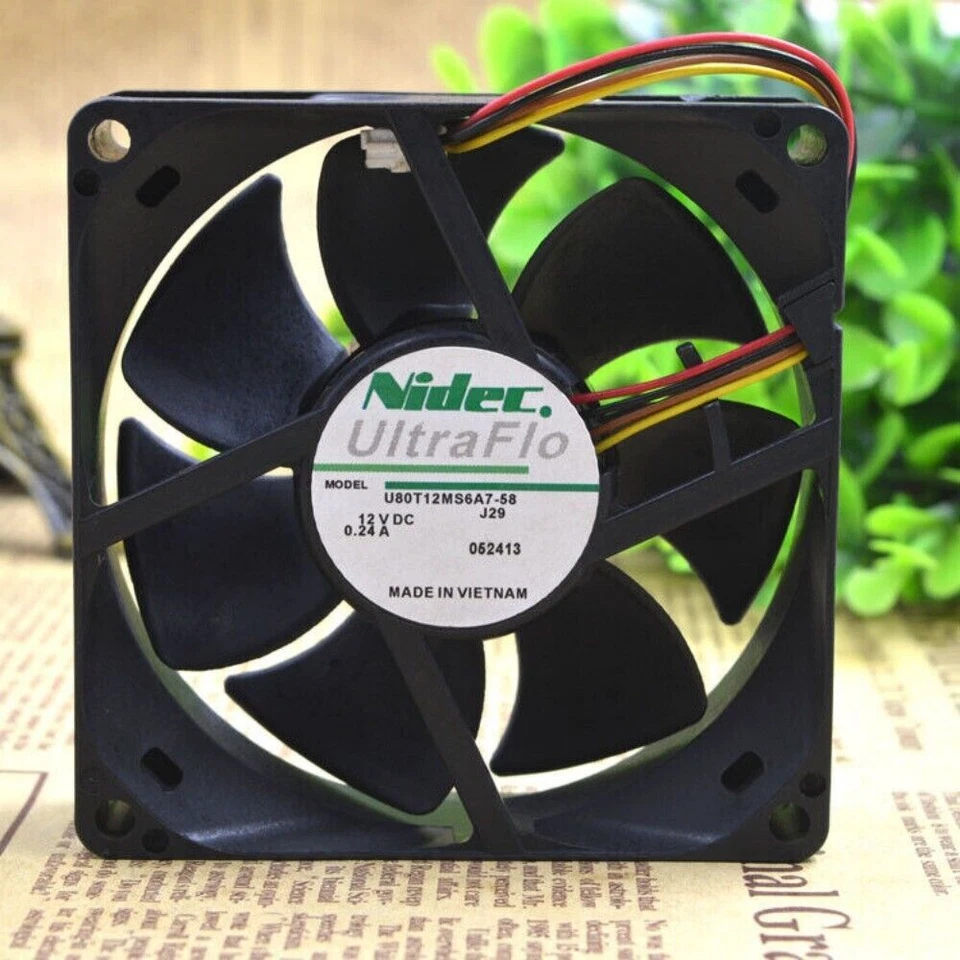 1pc NIDEC U80T12MS6A7-58 8025 8CM 12V 0.24A 4-wire Inverter Cooling Fan - Image 1 of 4