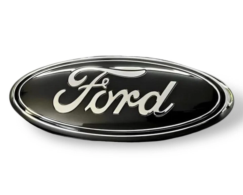 Parrilla delantera/puerta trasera de 9 pulgadas Ford logotipo negro emblema trasero insignia icono ovalado Foto 1 de 4