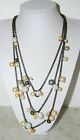 JUSTIN GIUNTA SUBVERSIVE GRAY CHAINS & MULTICOLOR FAUX PEARLS & BEADS NECKLACE 