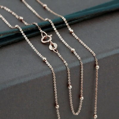 Cadena de puntos de oro rosa macizo genuino de 18 quilates 45 cm Foto 1 de 4