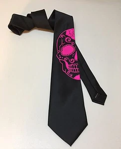 Skull Necktie, Neon Pink, Great Quality - Picture 1 of 6