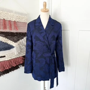 J. Crew Collection Blumen Jacquard Jacke Blazer Bindedetail dunkelblau Gr. S Neu mit Etikett - Bild 1 von 12