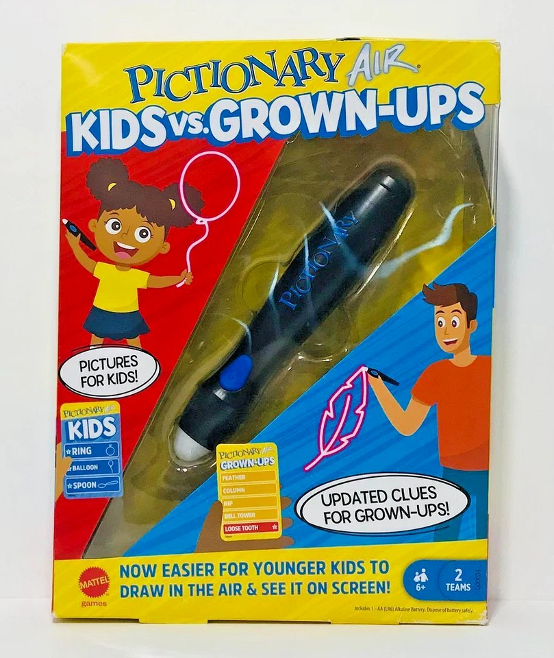 Mattel Games ​Pictionary Air Kids Vs. Grown-Ups Game Night Family Game Open Box