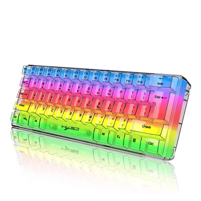 V700T 61-  Transparent  Gaming Keyboard USB Backlit Keyboard U0H6 - Image 1 of 4