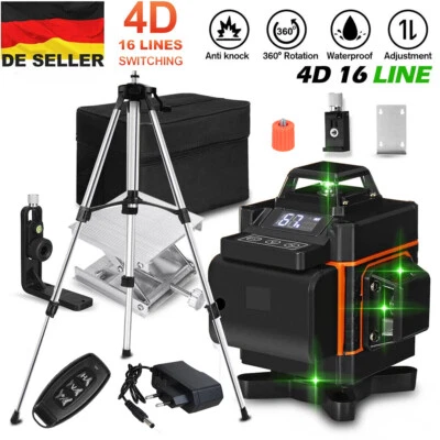 16 Line Laser Level Wasserwaage 360° Kreuzlinienlaser Selbstnivellierend Stativ - Bild 1 von 4