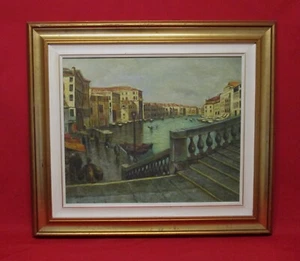 ✅ MERAVIGLIOSO DIPINTO AD OLIO FIRMATO EPOCA 1950 PAESAGGIO VENEZIA ANTIQUE-4298 - Picture 1 of 16