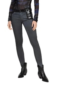 DIESEL Slandy-Zip 069GF Women Jeans W23/L30 Girls Super Skinny Fit Grey Coated - Picture 1 of 11