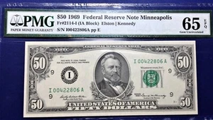 1969 $50 Federal Reserve Note Fr-2114-I Minneapolis PMG65 Gem EPQ - Picture 1 of 4