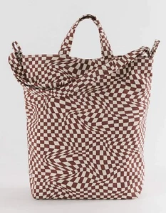 Baggu Duck Tote Bag in Maroon Trippy Checker NWOT Discontinued Design - Picture 1 of 10