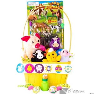 Farm Animal Theme Toy & Treat Filled Large 55pc Easter Easter Basket Gift Set - Picture 1 of 3