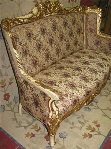 Exceptional c. 1900 French Rococo Cream & GIlt Sofa --  Fabulous Condition Cover
