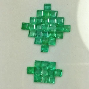 5ct Natural Zambian Emerald square 3mm ~ 36pc lot top green luster gems lot - Picture 1 of 5