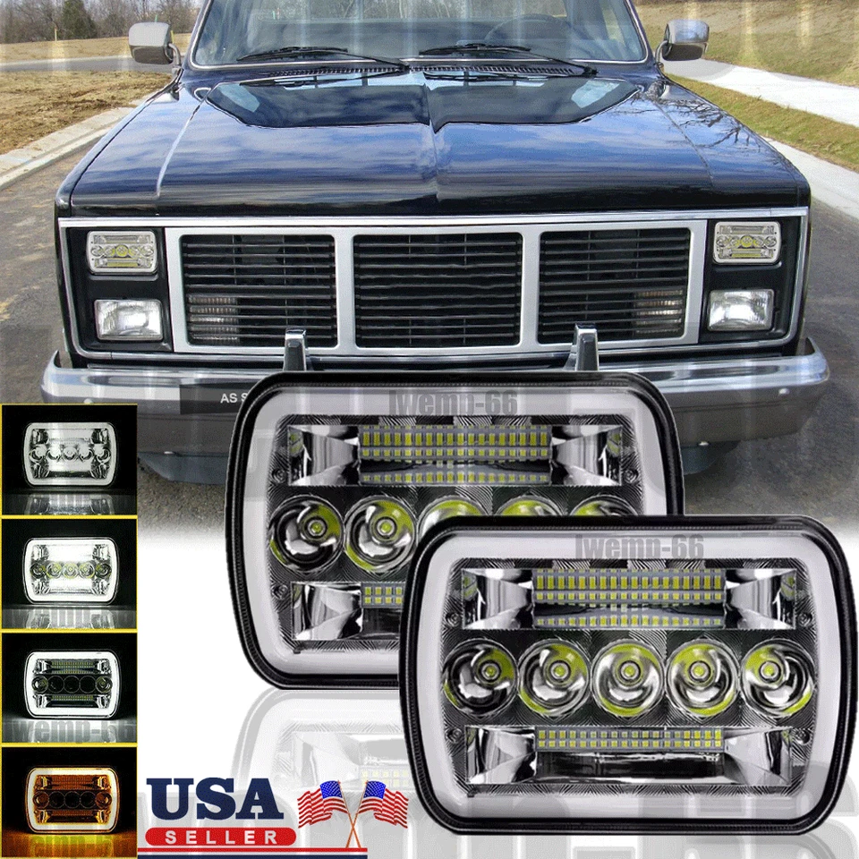 Faros LED Hi-Lo DRL Fit GMC C1500 C2500 C3500 79-86 2 piezas 7x6" intermitente Foto 1 de 4