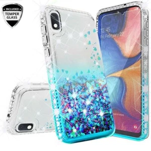 Für Motorola Moto E6 Hülle Hybrid Flüssig Glitzer Diamant Bling Handy Cover - Bild 1 von 6