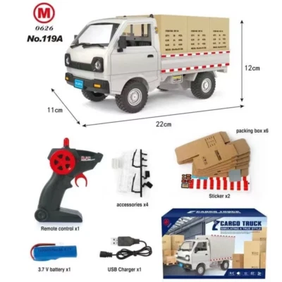 1:10/1:16 Wpl D12 Rc Goods Car Simulation Drift Climbing Truck Led Light Haul Ca - Image 1 of 4