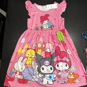 Hello Kitty pink dress Nightgown L/XL (160) ruffle sleeves - Picture 1 of 7